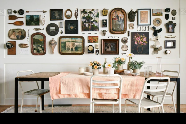 A complete room showcasing personalized quirky decor that tells the owner's story